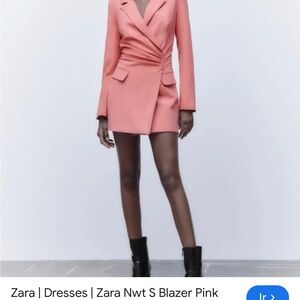 Zara Coral Long Sleeve Blazer Dress